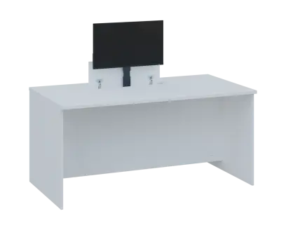 PLVM 18 - 16 stůl kancelářský s výsuvem (1x) monitoru, dřevěná podnož, deska 18 mm, široký 1600 mm, bílá